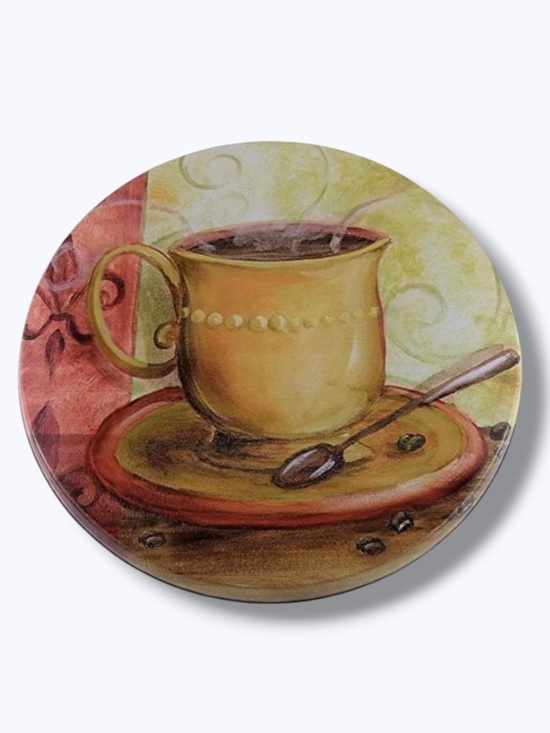 Range Kleen Inc Other - Stove Range Covers Coffee Themed Metal Round Set of 4 Gold Multicolor